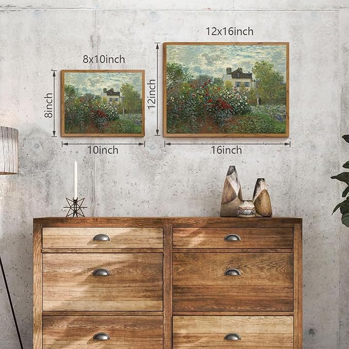 OIQArtOIQ Vintage Landscape Canvas Wall Art Framed Natural Scenery Painting Artwork Prints France Country Wilderness Farmhouse Decor Pictures Kitchen Bedroom Living Room Bathroom