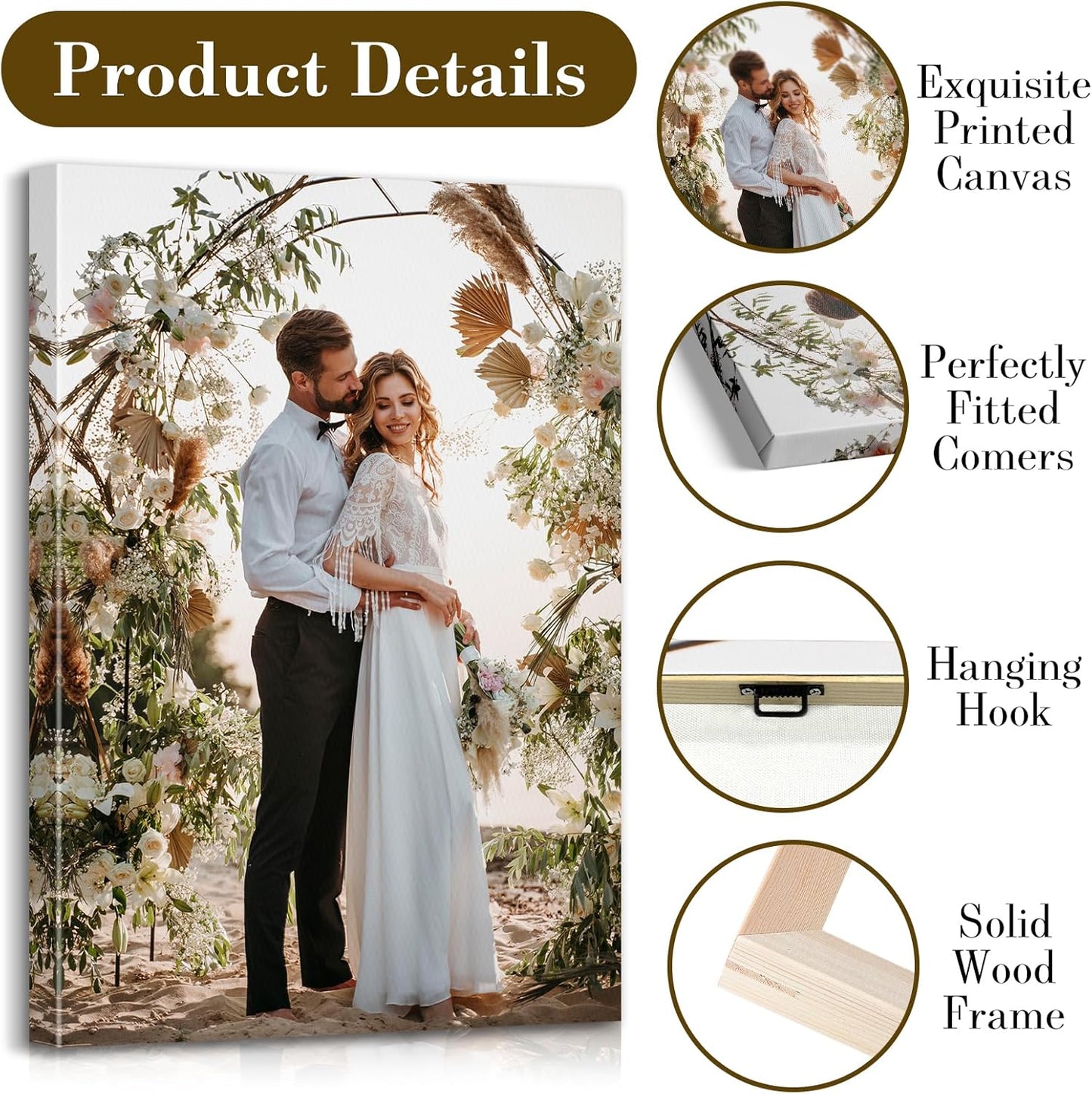 Custom Canvas Prints with Your Photos - Personalized Pictures Print, Customized Photo Gifts, Wall Art Poster Canvas Printing for Wedding, Family, Baby, Pets, Home Office Decor, Wrapped Frame 20x20
