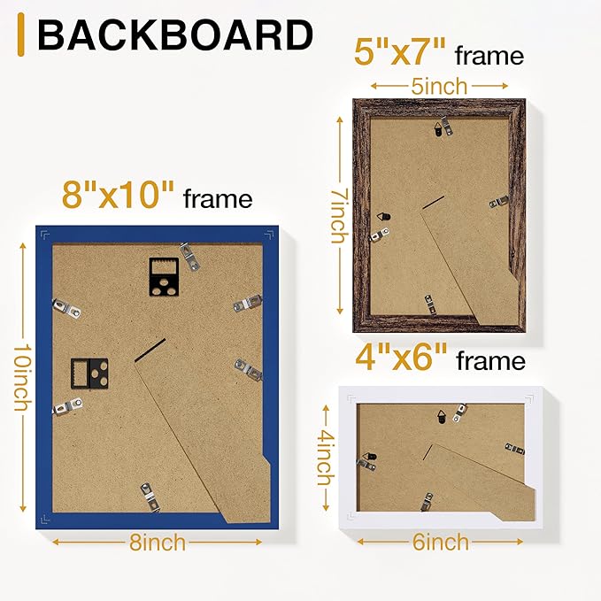 Vittanly 12 Pack Picture Frames Collage Wall Decor for Mounting or Tabletop Display, Gallery Wall Frame Set for Family, Multi Sizes Including 4pcs 8x10, 4pcs 5x7, 4pcs 4x6, Blue & Brown & White