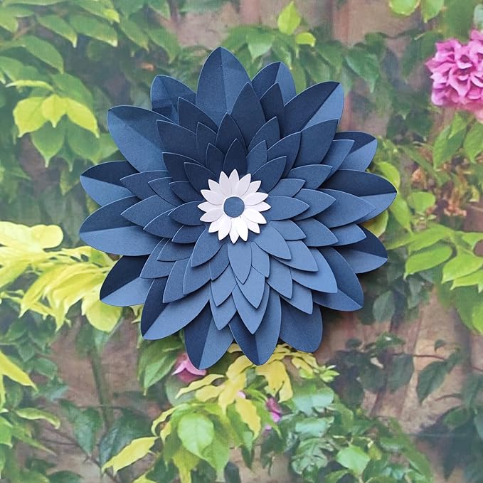 Navy Blue and White Paper Flowers for Baby Boy Shower Nautical Wedding & Bridal Shower Birthday Bachelorette Navy Blue Anniversary Party Decorations 12"-5" Pack of 6