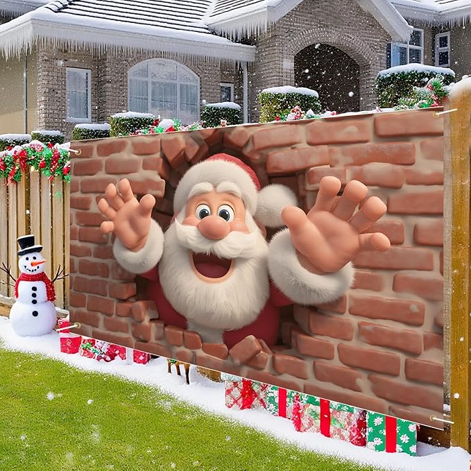Merry Christmas Backdrop 71x43Inch Christmas Banner Santa Claus Xmas Party Theme Decorations Party Decor, Christmas Photo Backdrop