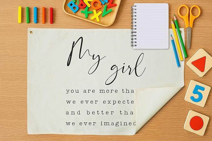Rectangular Nursery Hanging Canvas Banner Wall Decor-Poster Flag Wall Sign Wall Art for Baby Girl,Nursery Bedroom Playroom Decor-Baby Shower Birthday Christmas Gift-My Girl You Are More Than