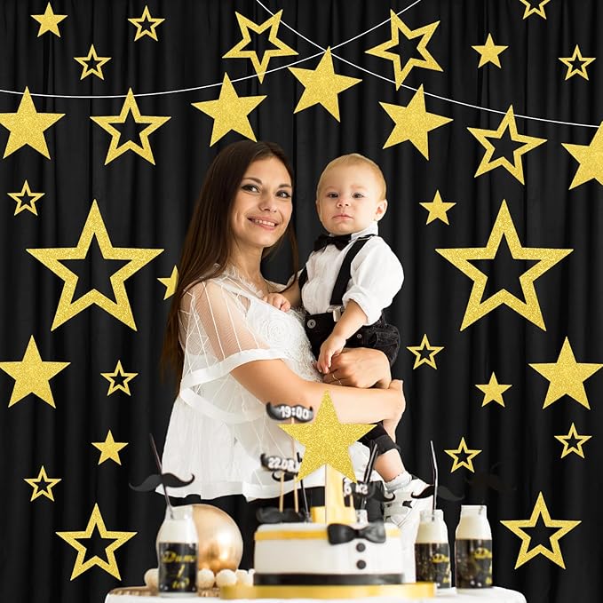 30 Pcs Large Gold Star Cutouts Paper Decorations 3 Sizes 6" 9.8" 10.6" Double Printed Star Cardboard Wall Decor Confetti Cutouts for Graduation Classroom Wall Bulletin Board Decor