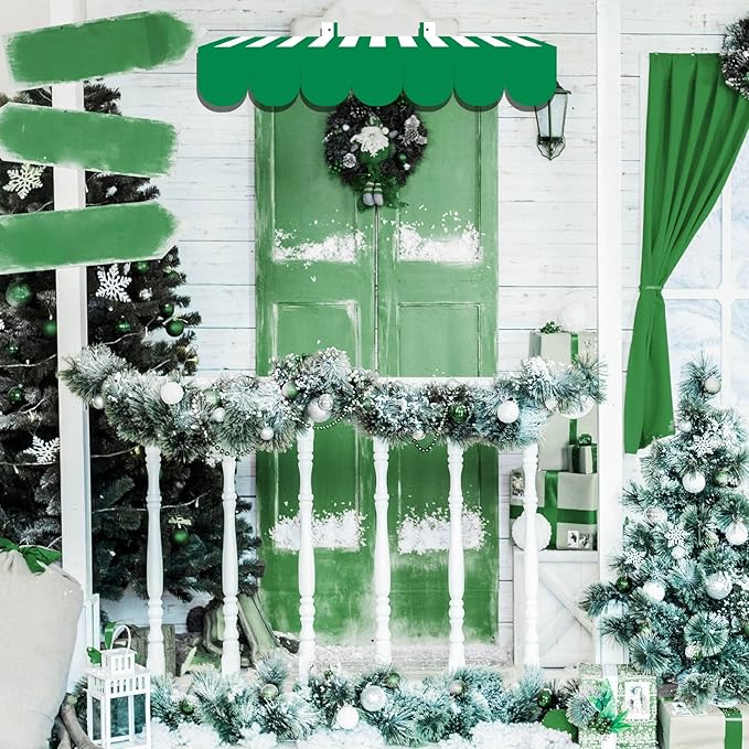 Tallew 4 Pcs 3D Circus Awning Wall Decoration Carnival Awning for Halloween Carnival Theme Party Classroom Decorations(Green,White)