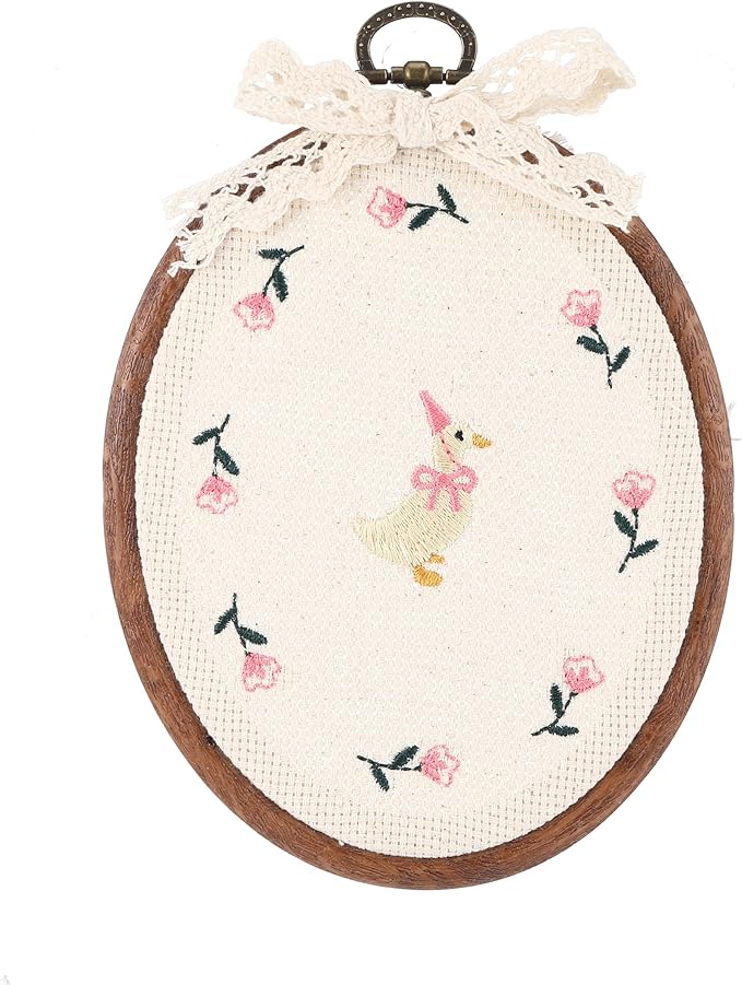 Chunful Felted Nursery Wall Decor Cute Wall Art Decorative Artwork for Nursery Themes Bathroom Living Room Classroom Home Decoration (Embroidered Goose)