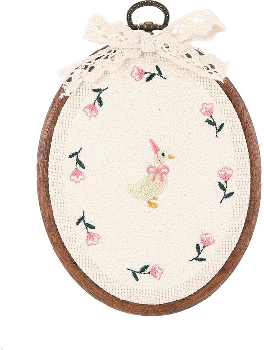 Chunful Felted Nursery Wall Decor Cute Wall Art Decorative Artwork for Nursery Themes Bathroom Living Room Classroom Home Decoration (Embroidered Goose)