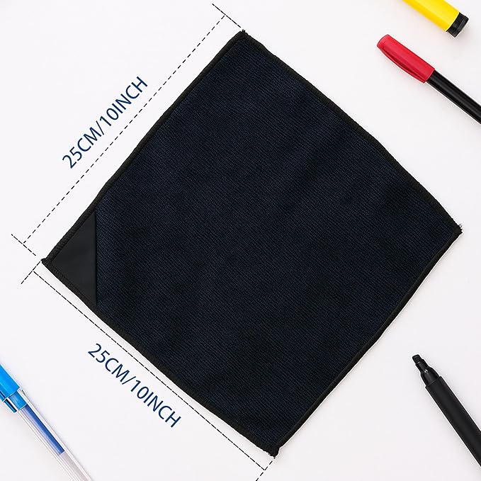4 Pack Magnetic Microfiber Cleaning Cloth Erase Erasers Cleaner for Whiteboards, Blackboards, Chalkboards, Glassboards, Home, Office, School,10'' x 10''