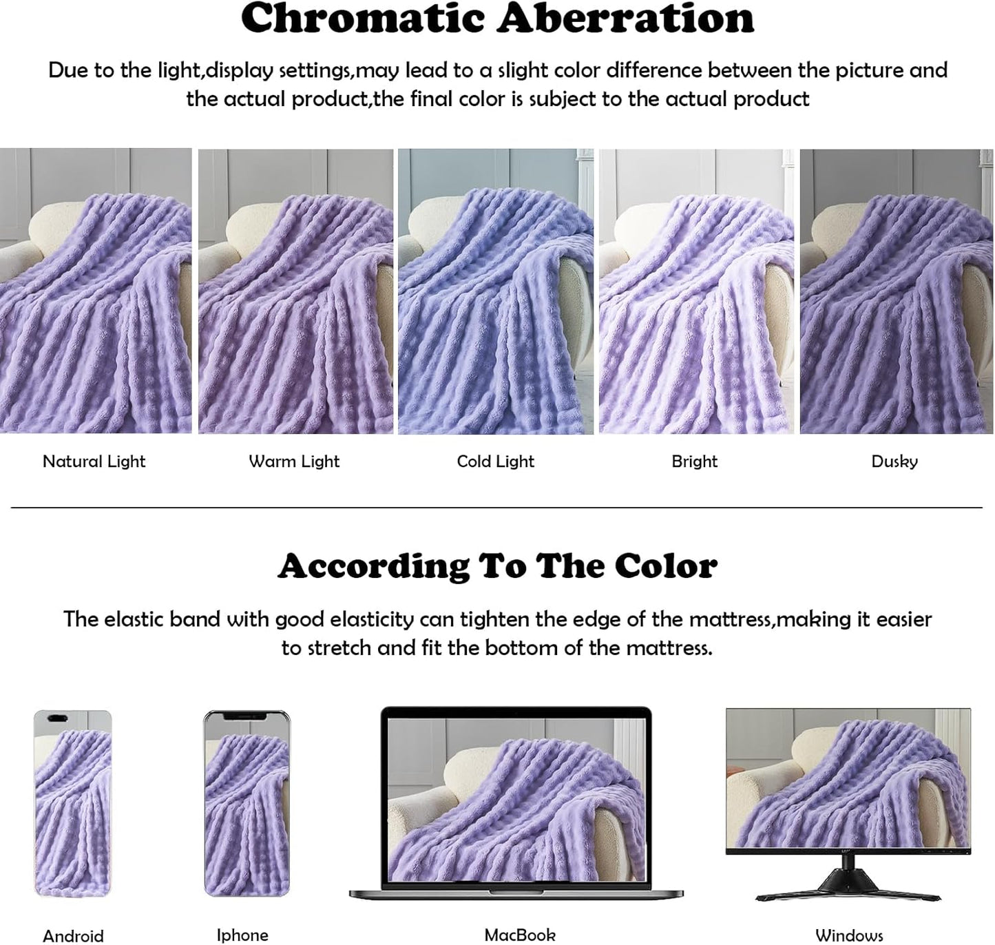 NEWCOSPLAY Faux Fur Twin Blanket Lavender Bubble Blanket Thick Warm Soft for Couch Sofa Bed 550GSM (Lavender, Twin(60"x80"))