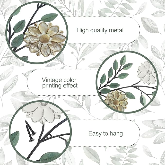 MorningRo 2 Pcs Metal Wall Art, Vintage Leaf Wall Decor, 15.75 Inch, Indoor/Outdoor, Rustic Wall Decor for Home Office, Living Room, Bedroom