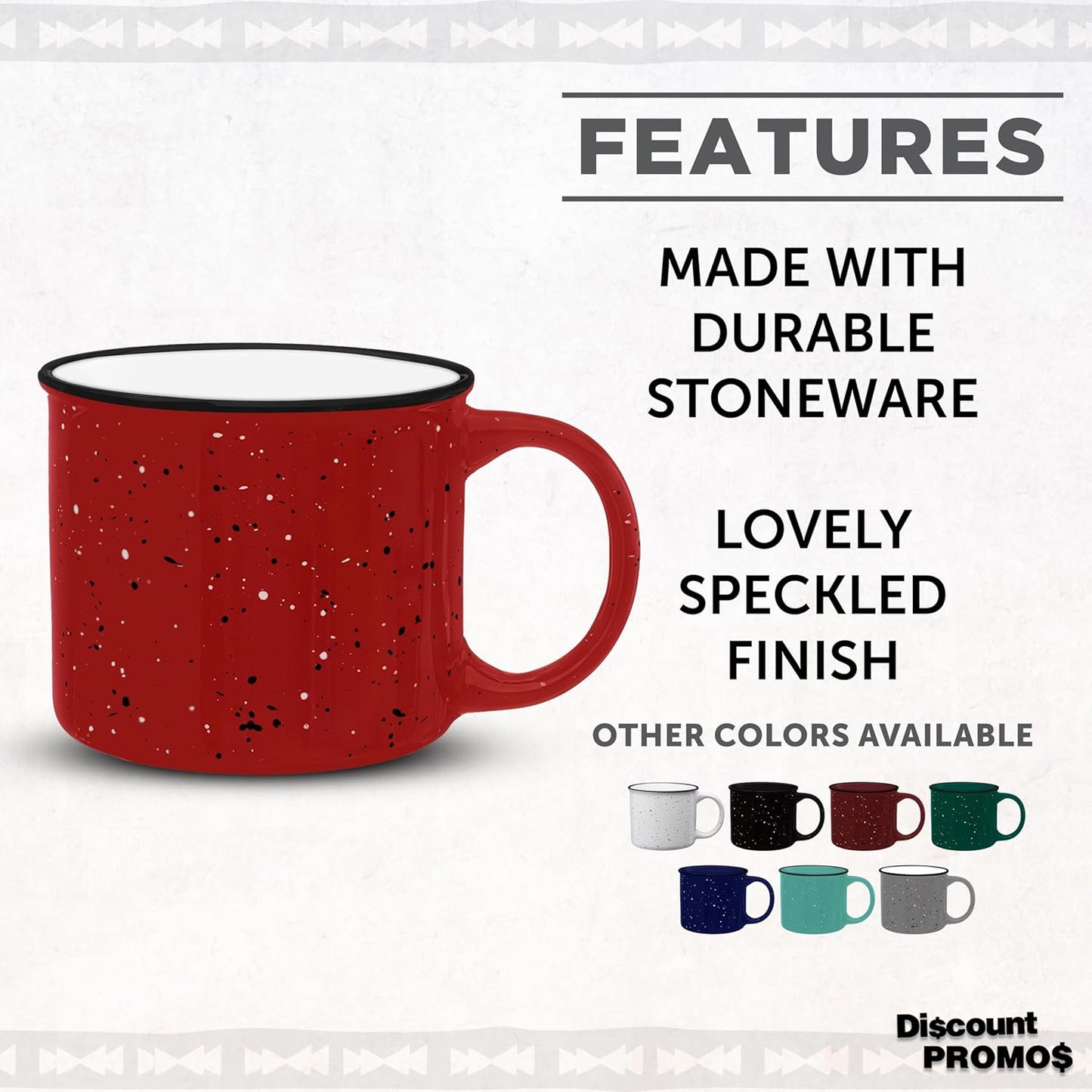 DISCOUNT PROMOS Ceramic Campfire Coffee Mugs 13 oz. Set of 10, Bulk Pack - Perfect for Tea, Espresso, Cappuccino, Hot Cocoa - Red