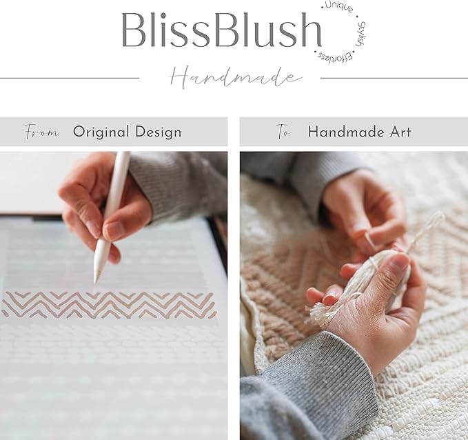 BlissBlush Long Vertical Wall Hanging Tapestry Woven Boho Farmhouse Decor Black Beige Cream Tassel Handmade Wall Art Decoration for Bedroom Living Room Dorm Nursery Apartment, 16x39 INCH