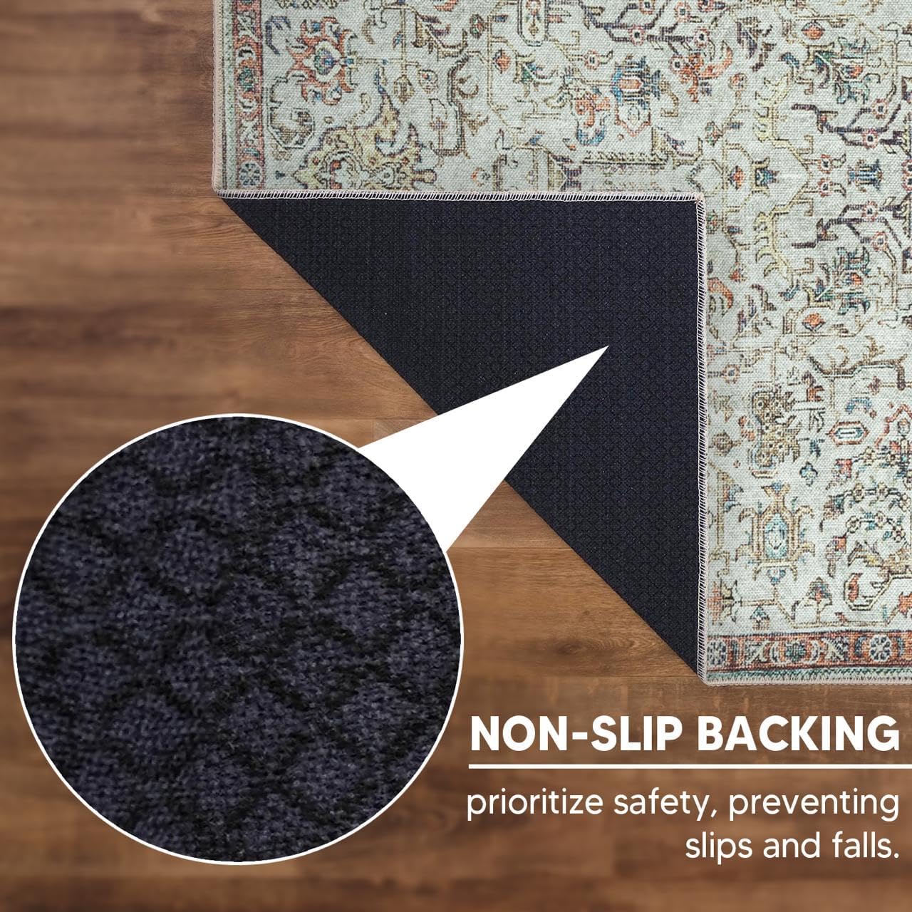 Keen Home Design 2x10 Rug - Machine Washable Runner Rug with Non-Slip Backing, Ideal for Hallway, Entryway, Kitchen, Laundry Room - Vintage, Easy Clean, Durable, Low Pile - (2'6" x 10')