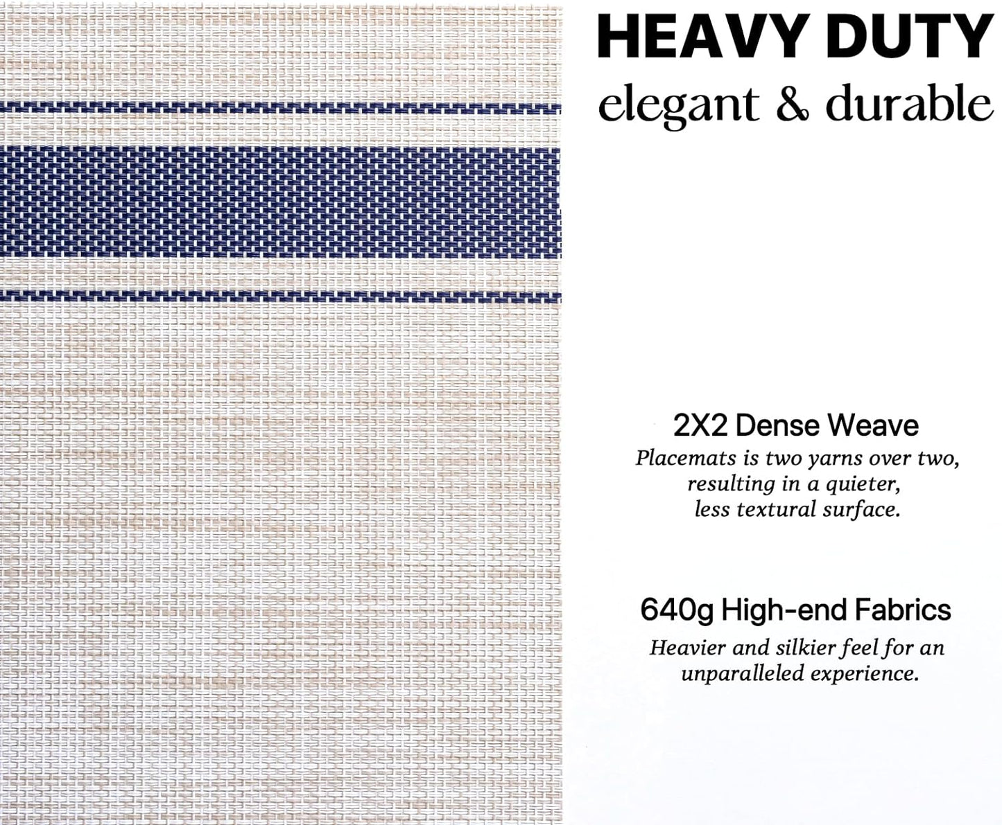 LEXMORE Placemats Set of 8 Vinyl/Plastic Woven Place Mats for Kitchen Table Indoor/Outdoor Washable Placemat Wipeable Dining Table Mats(Blue Skyline)