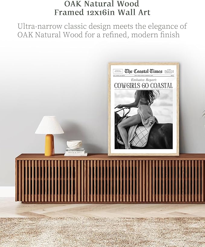 iHery Unframed Trendy Coastal Cowgirl NewsPaper Wall Art Prints,12x16in Black Canvas Wall Art Prints, New York News,Western Wall Art Vintage Bar Cart,Dorm Retro Surfing for Living Home Décor 1Pack