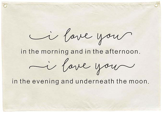 Nursery Wall Banner Decor-Rectangular Canvas Flag Poster Wall Art for Bedroom Nursery Playroom-Baby Shower Birthday Christmas Gift for Boys Girls Kids-I Love You in the Morning-Baby Growth Stuff