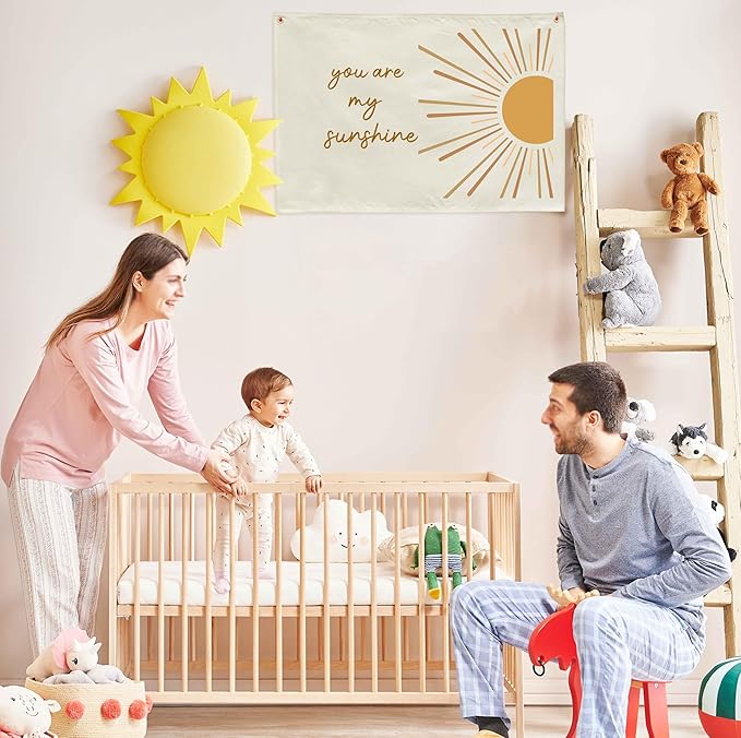 You Are My Sunshine Nursery Canvas Banner -Hanging Rectangular Poster Flag Sign for Baby Boy Girl Kids,Bedroom Reading Room Playroom Decoration, Baby Shower Birthday Christmas Gift