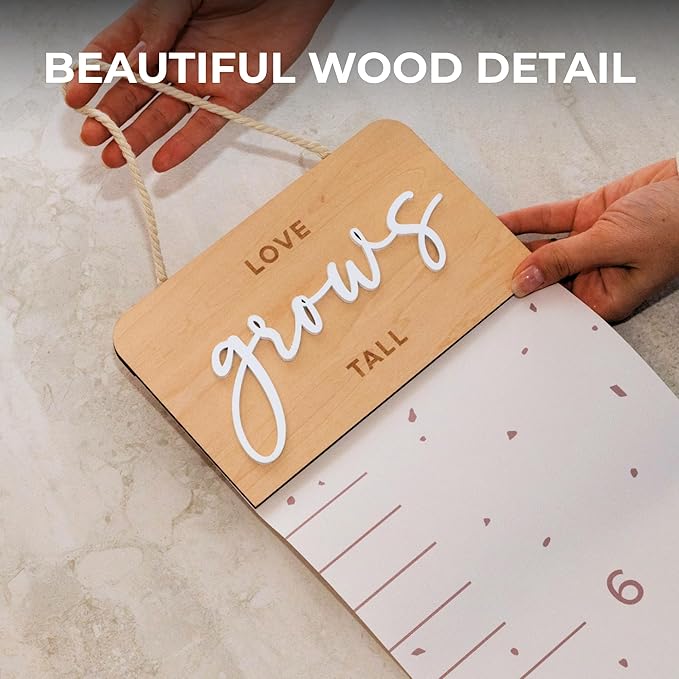 Beautiful Growth Chart for Wall - Cute Height Chart to Easily Track Your Kids' Growth and Milestones - Essential Baby and Toddler Playroom Decor That is Great for Gifting and Creates Lasting Memories