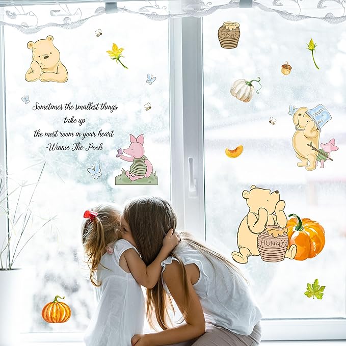 Winnie Wall Stickers for Kids, The Pooh Stickers for Children Room, Winnie Inspirational Wall Decor, The Pooh Removable Stickers for Thanksgiving Nursery Bedroom Living Room Playroom Wall Decoration