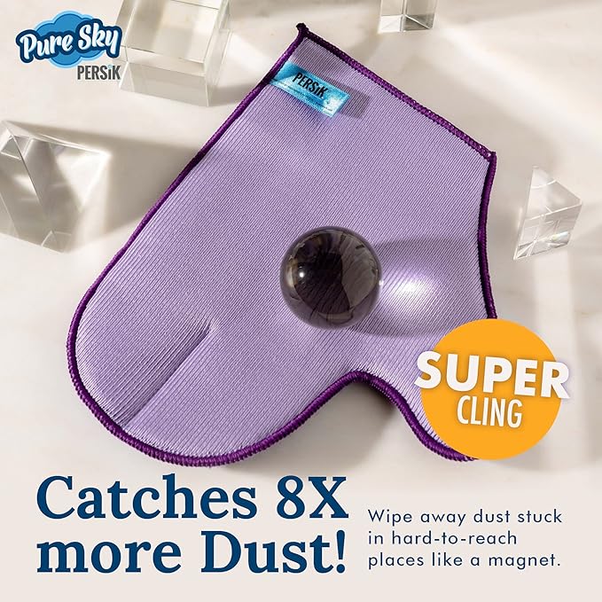 Pure-Sky Glass Cleaning Cloth Glove - JUST ADD Water No Detergents Needed – Streak Free Magic Ultra Microfiber Window Polishing Glove - for Windows, Glass, Mirror and Screen - Leaves no Wiping Marks