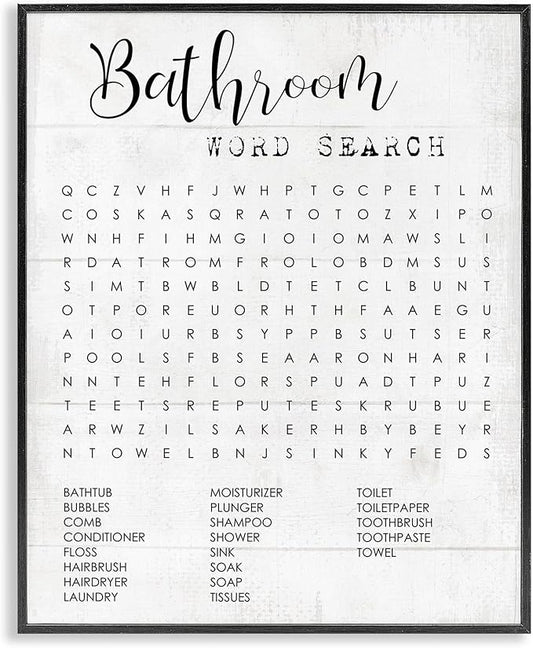 Stupell Industries Bathroom Search Fun Family Word, Design by Daphne Polselli Wall Art, 11 x 14, Black