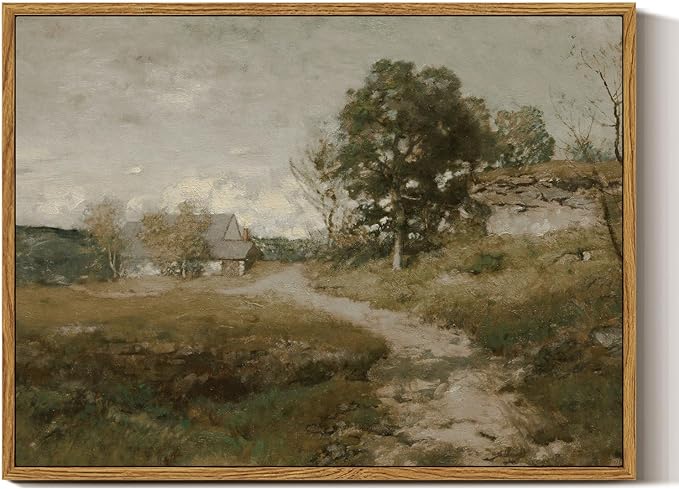 InSimSea Framed Canvas Wall Art Decor, Vintage Countryside Decor for Living Room Bedroom, Eathry Moody Art, Painting for Bathroom Office Hallway Room, 12"x16"