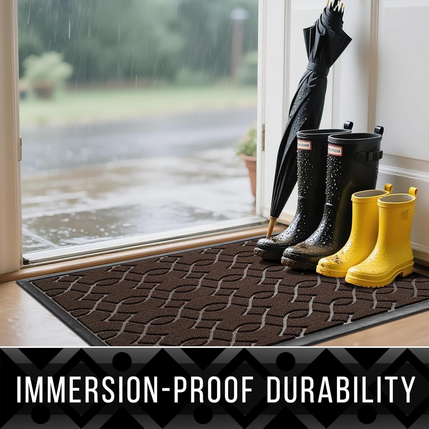 Yimobra Front Door Mat Outdoor Indoor72x24, All-Season, All-Weather, Heavy Duty Welcome Door Mats Outside Entrance, Non Slip Porch Patio Entrance Mat, Coffee