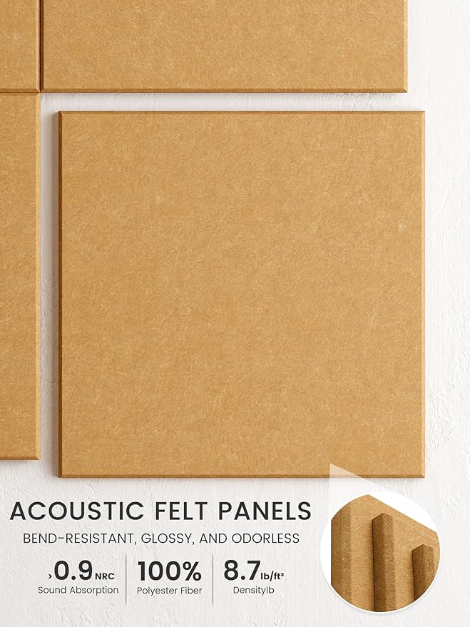 Bumusty Large Cork Board 48" x 36" Alternative - 12 Pack Felt Wall Tiles with 70 Safe Removable Adhesive Tabs, 30 Pushpins, Cork Boards for Walls Pin Board Bulletin Board Office Decor (Mustard Yellow)