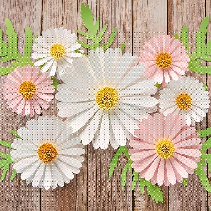 SUNBEAUTY Paper Flowers Decorations for Wall Giant Daisy Flowers Bulletin Board Decoration 3D Floral Tissue Paper Flowers Hanging for Classroom Wedding Baby Shower Tea Party Backdrop (Pink, White)