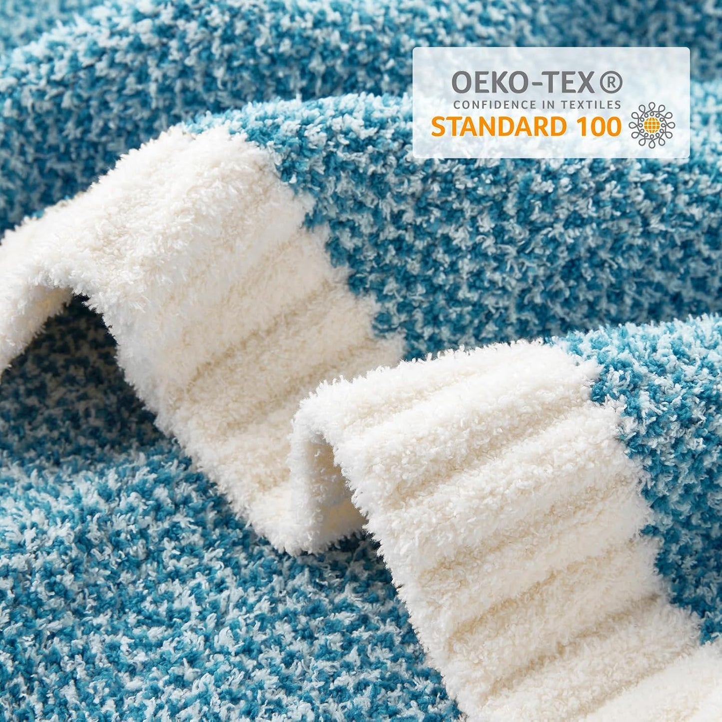 Snuggle Sac Teal Blue Oversized Throw Blankets,Super Soft Warm Cozy Throw Blankets for Couch, Knit Fuzzy Plush Blanket, Heather Teal, 50x70 inches