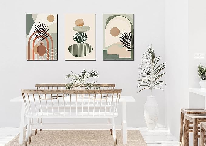 ZHAOSHOP Boho Room-Decor For Bedroom - Green Canvas Art Wall Decor - Modern Minimalist Wall Art Picture On Canvas Size 24" x 16"x 3 Pieces