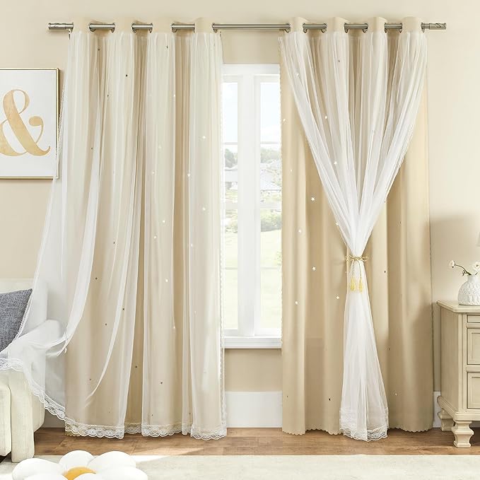 XiDi Curtains for Bedroom Decor Beige52/96/1