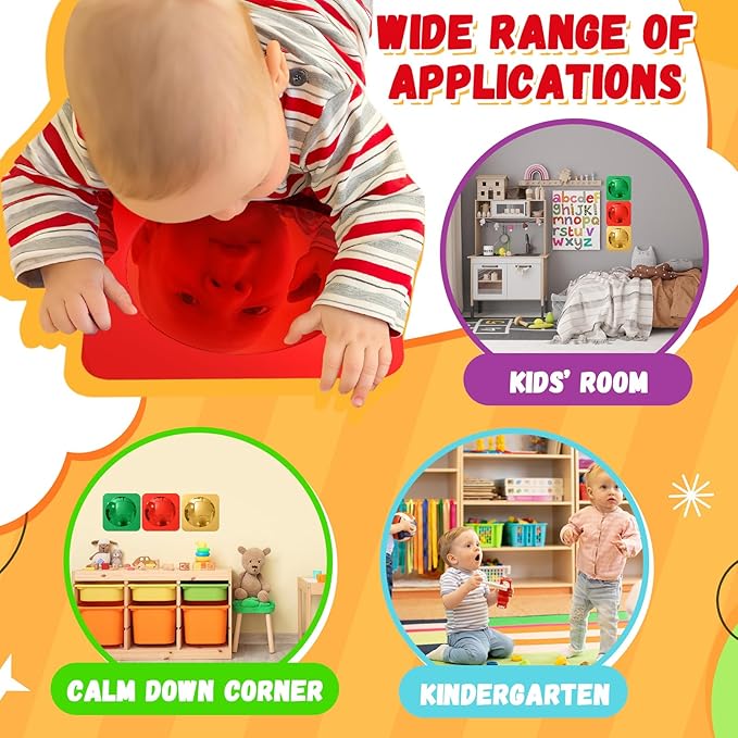 Geiserailie 3 Pcs Sensory Wall Mirror Acrylic Bubble Mirror Toys for Calming Corner Items - Sensory Room Have Visual, Tactile Stimulation (6 x 6 Inch,Red,Yellow,Green)