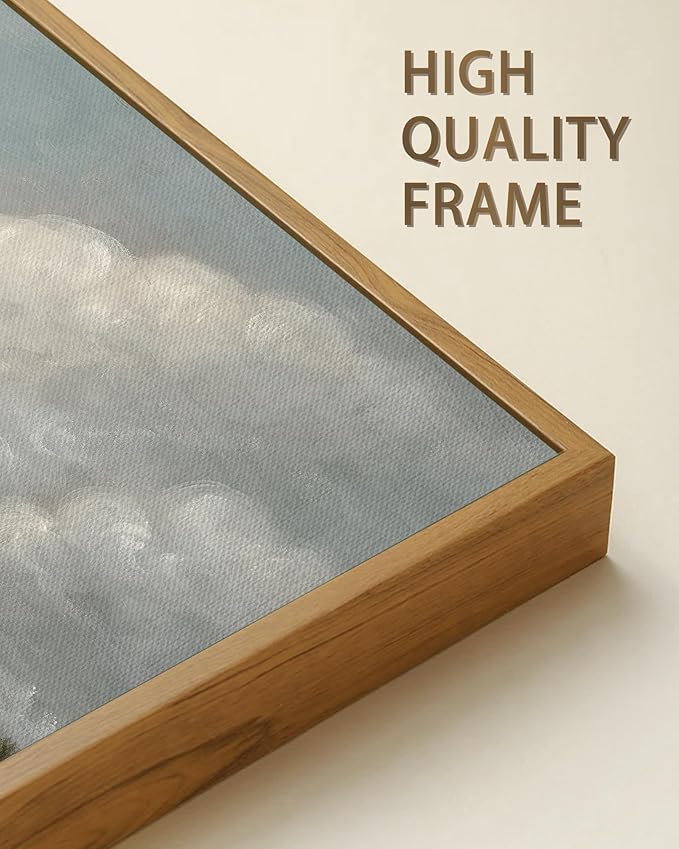 SHENIFY Vintage Framed Wall Art Grassland Meadow Landscape Scenery Rustic Home Decor Retro Decorations for Farmhouse Living Room Bedroom Ready to Hang Wall Artwork - 11x14in Natural Framed