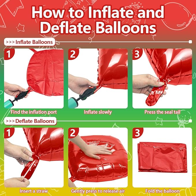 NISOCY 36PCS Red Green Gold Square Foil Balloons Wall Backdrop Double Sided Red Green Gold Balloons Arch Kit for Birthday Christmas New Year’s Graduation Anniversary Wedding Party Decorations