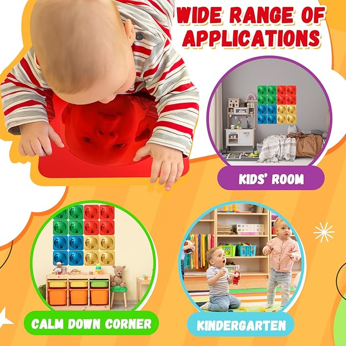 Geiserailie 16 Pcs Sensory Wall Mirror Acrylic Bubble Mirror Toys for Calming Corner Items - Sensory Room Have Visual, Tactile Stimulation (6 x 6 Inch,Red,Yellow,Green,Blue)