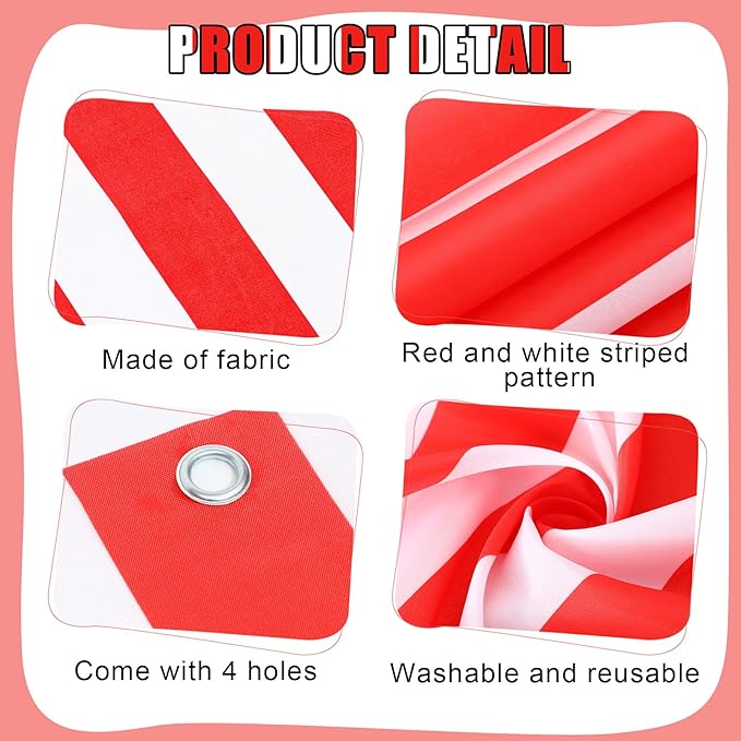 Preboun 4 Pcs 27.6''x 59'' Circus Awning Decor Decorations Striped Carnival Tent Awning Decorations Red and White Wall Decor Halloween Carnival Stand Mardigras Theme Party Photo Accessory