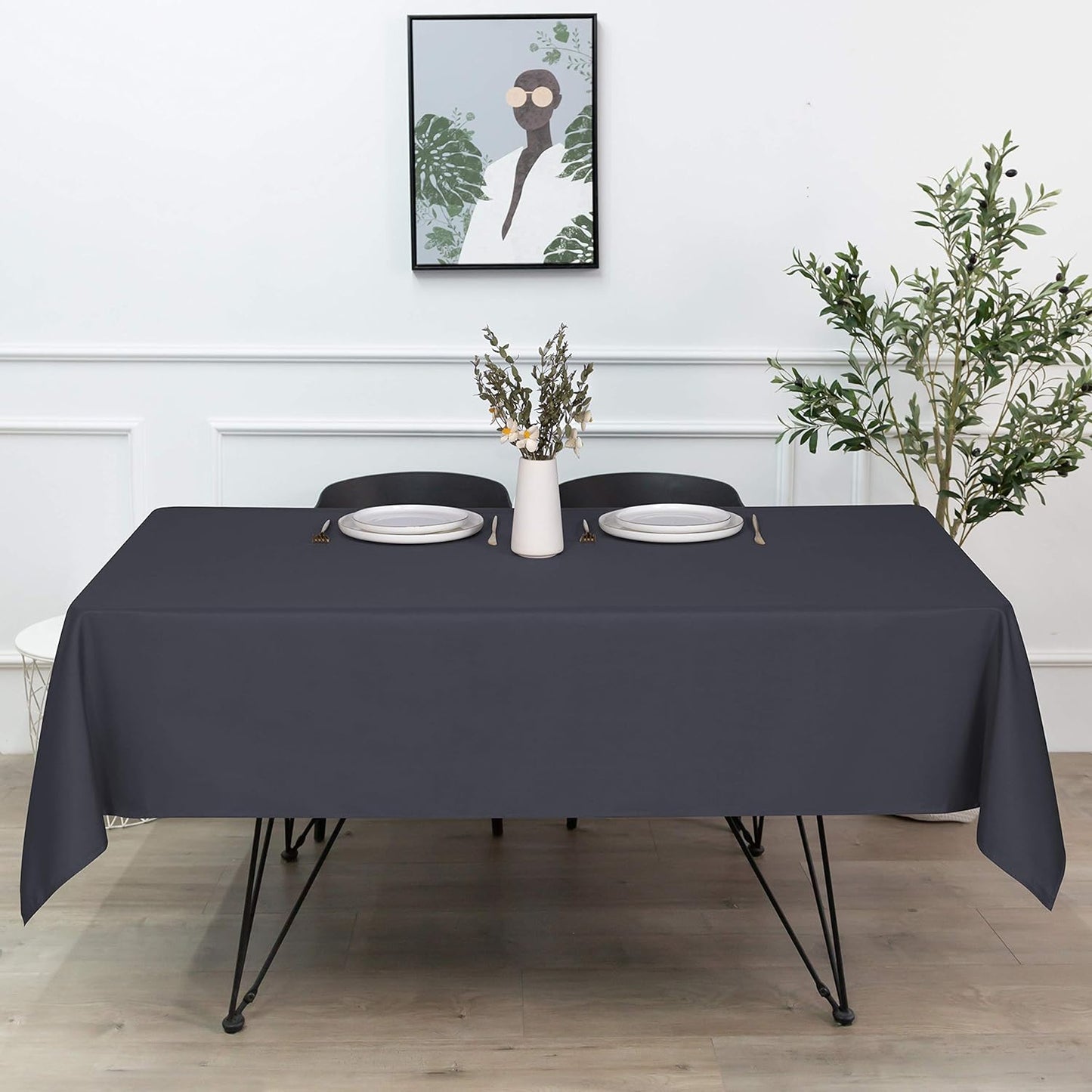 sancua Rectangle Tablecloth - 54 x 120 Inch - Water Resistant Spill Proof Washable Polyester Table Cloth, Decorative Fabric Table Cover for Dining Tables, Buffet Parties and Camping, Grey
