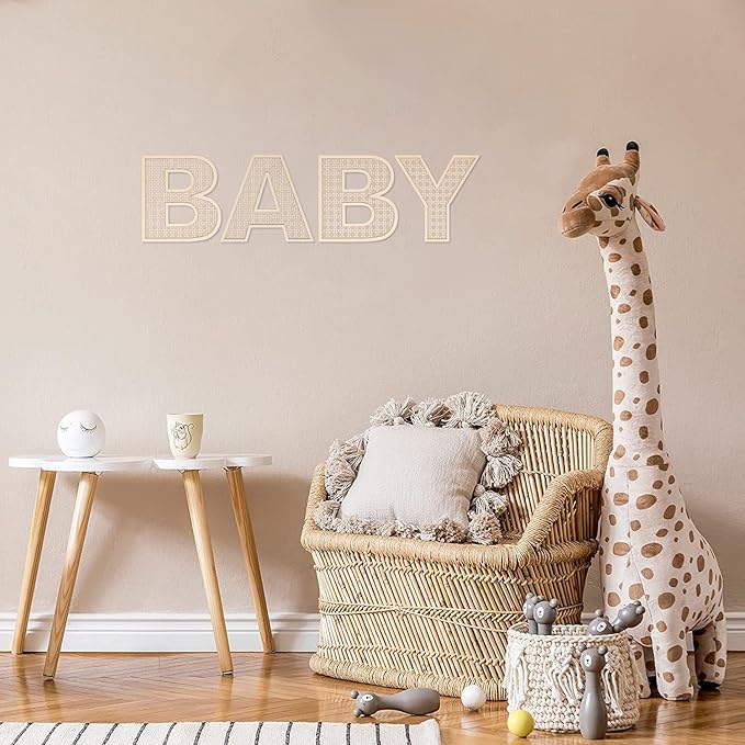 Wooden Rattan Letters 8 inch Wood Letters H for Wall Decor Crafts Boho Nursery Decor for Baby Shower Wedding Bedroom Name Signs Large Rustic Letter Home Decoration