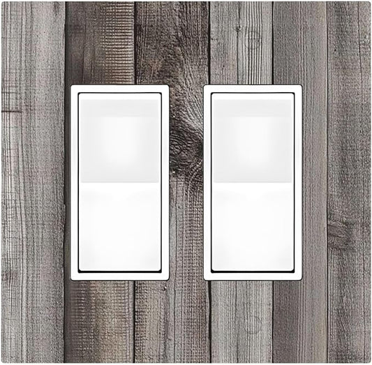 Decorative Outlet Covers Vintage Brown Gray Wood Texture 2 Gang Double Gfci Rocker Electrical Wall Panels Light Switch Cover Plate For Farmhouse Cabin Decor