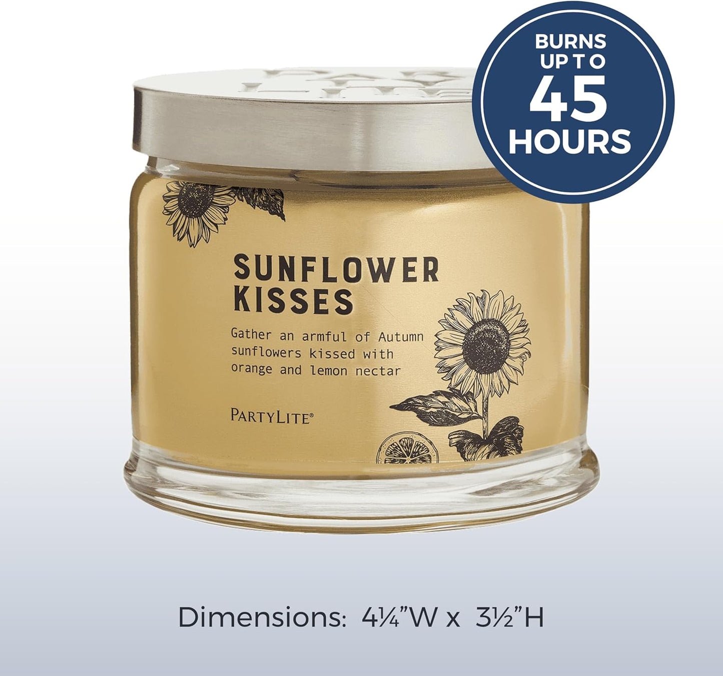 PartyLite 3-Wick Jar Candle, Highly Fragranced Clean Burning Glass Candle, 25-45 Hours Burn Time (Sunflower Kisses)