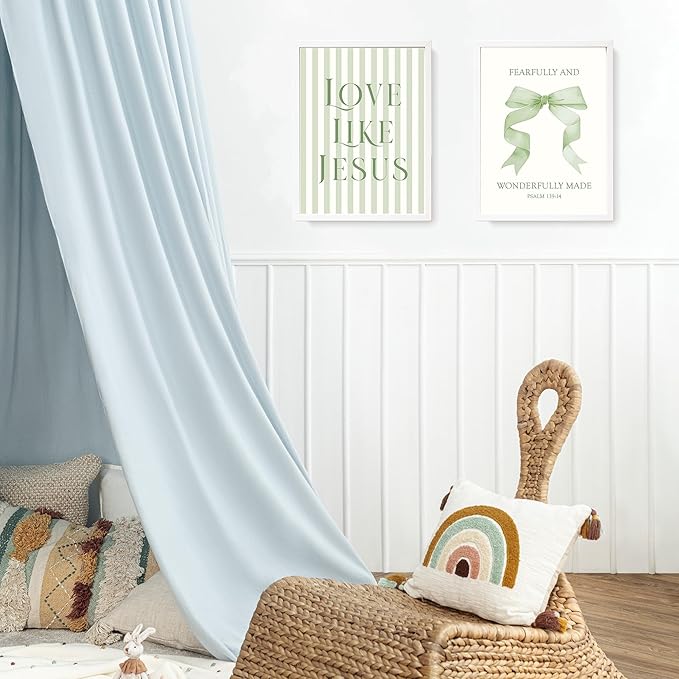 LARTSFRO Coquette Sage Green Bow Jesus Wall Art Decor Posters, Green Bow Room Bedroom Bathroom Wall Art Decor Aesthetic for Teen Girls Gifts, Inspirational Bible Verses Bow Wall Decor, 12x16 Inch Set of 4 Bow Pictures(UNFRAMED)