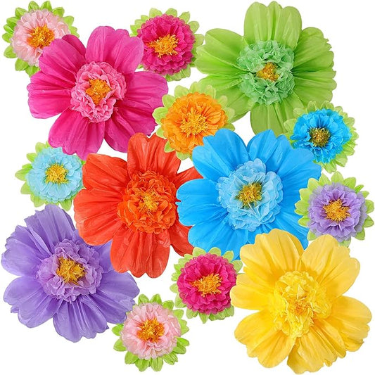 TaoBary 48 Pcs Large Colorful Tissue Paper Flowers 20" Giant Fiesta Paper Pom Poms Mexican Birthday Decorations for Wall Wedding Backdrop Centerpiece Tea Party Supplies (Rainbow Color)