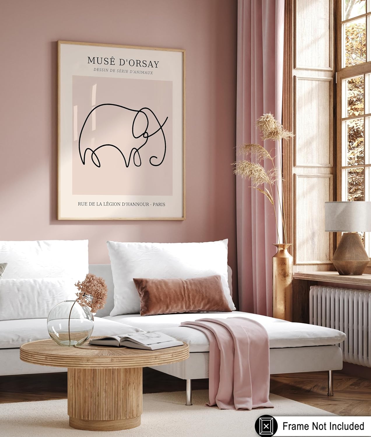 Poster Master Vintage Poster - Retro One Line Elephant Drawing Print - Elephant Art - Minimal Gift for Men, Women, Animal Lover - Abstract Wall Decor for Home, Office, 18x24 Unframed Wall Art