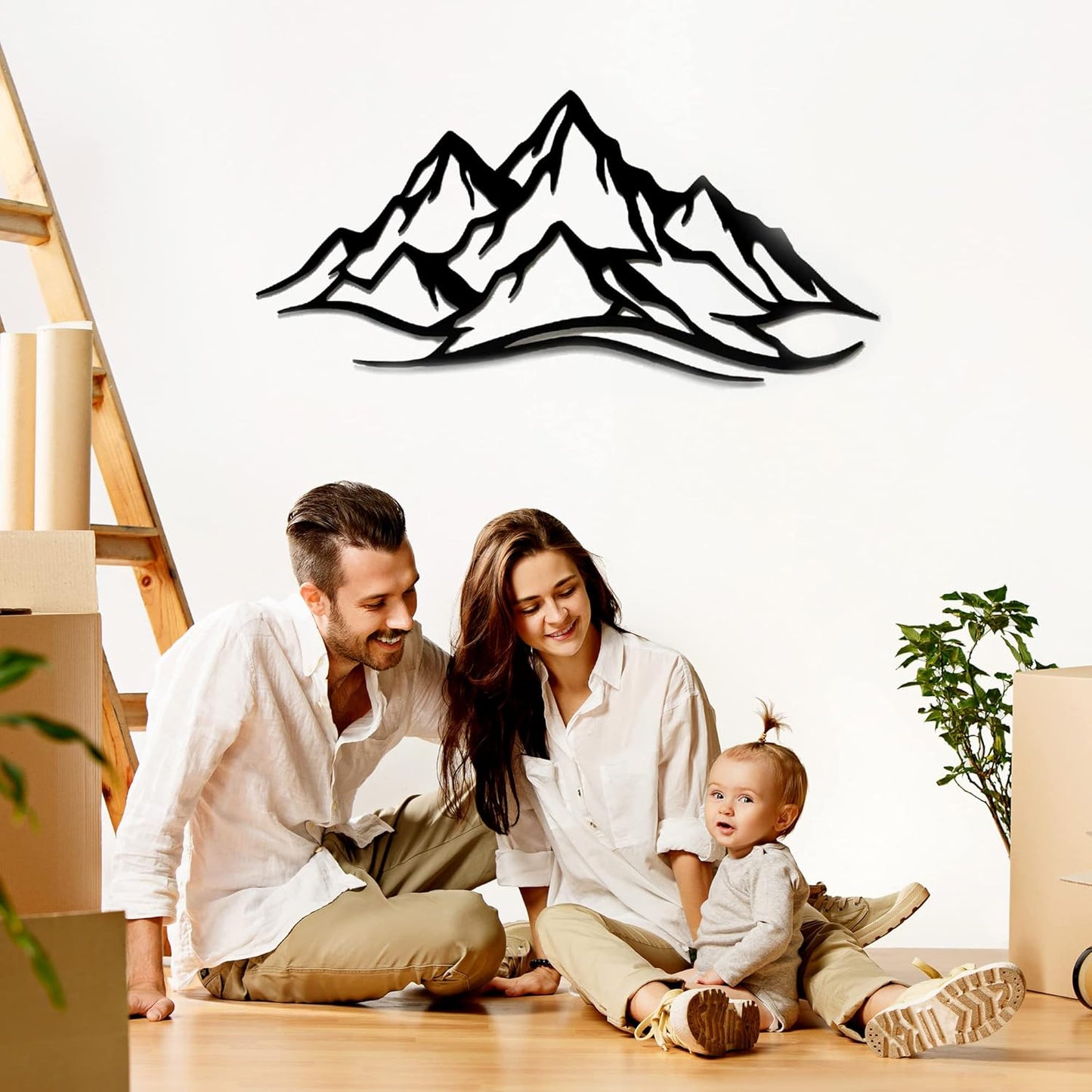 METALPLEX Mountain Range Metal Wall Art - Fade-Resistant and Rust-Free Indoor & Outdoor Aluminum Composite Wall Decor - Home Decor Wall Art For Living Room and Bedroom Decorations - Silver (30" x 14")