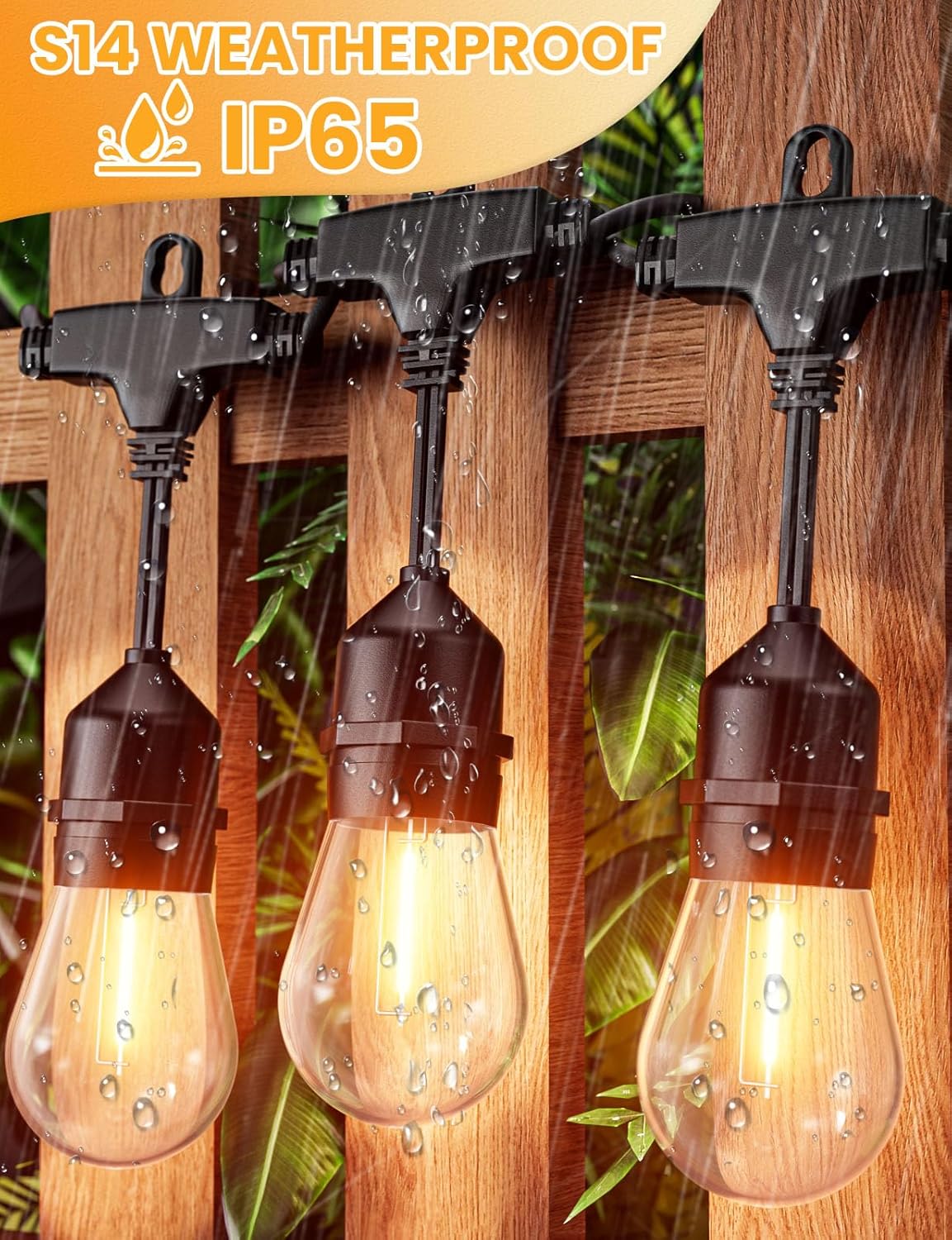 Svater Outdoor Led String Lights 75 FT, Patio Lights for Outside with 26pcs S14 Shatterproof Bulbs, IP65 Waterproof Commercial Grade Market Light, 1 Watt E26 Dimmable 2700K Warm White