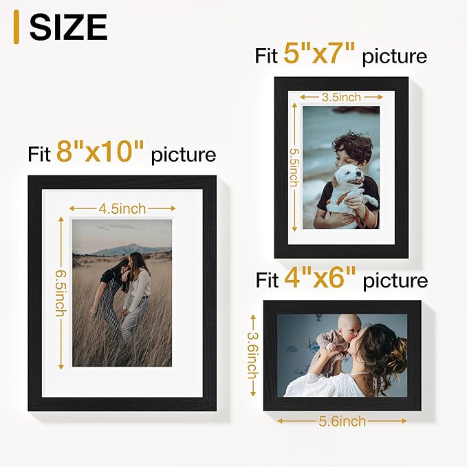 Vittanly 12 Pack Picture Frames Collage Wall Decor for Mounting or Tabletop Display, Gallery Wall Frame Set for Family, Multi Sizes Including 4pcs 8x10, 4pcs 5x7, 4pcs 4x6, Black