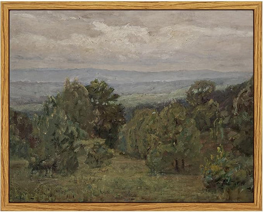 InSimSea Framed Canvas Wall Art, Vintage Landscape Art for Living Room Hallway Shelf, 10x8in, Impressionist Mountain Painting, Rustic Farmhouse Cozy Mid Century Small Nature Decor