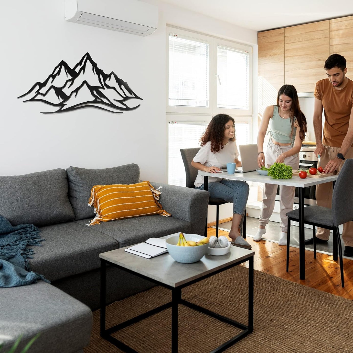 METALPLEX Mountain Range Metal Wall Art - Fade-Resistant and Rust-Free Indoor & Outdoor Aluminum Composite Wall Decor - Home Decor Wall Art For Living Room and Bedroom Decorations - Black (30" x 14")
