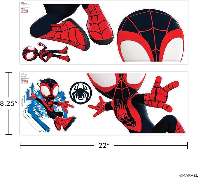 Marvel Spidey and His Amazing Friends Miles Morales Wall Decal - 20" Spin Vinyl Stickers for Bedroom Bathroom Decor - Spider-Man Peel and Stick Room Decorations