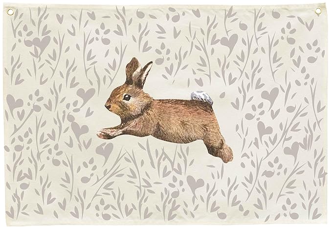 Nursery Rabbit Rectangular Canvas Banner Wall Decor for Nursery Bedroom Playroom Decor-Cute Bunny Rabbit Poster Flag Sign Art for Baby Boy Girl Kids,Baby Shower Birthday Easter Christmas Gift